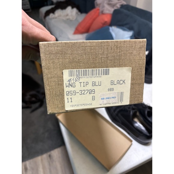 Men's Johnston and Murphy Limited 11 Wingtip Dress Shoes Optima Leather Blk - Picture 8 of 8